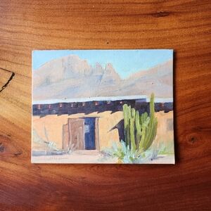 Desert House Oil Painting